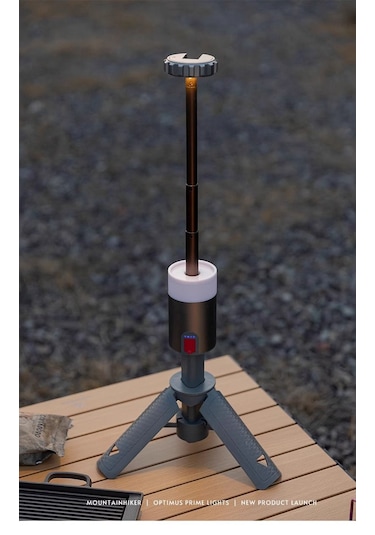 Shufa Glampıng Taşınabilir Kamp Işığı Uzun Şarj Süresi Uzaktan Kumanda Alüminyum Teleskopik Tripodlu Lamba 10,000 Ma Gri