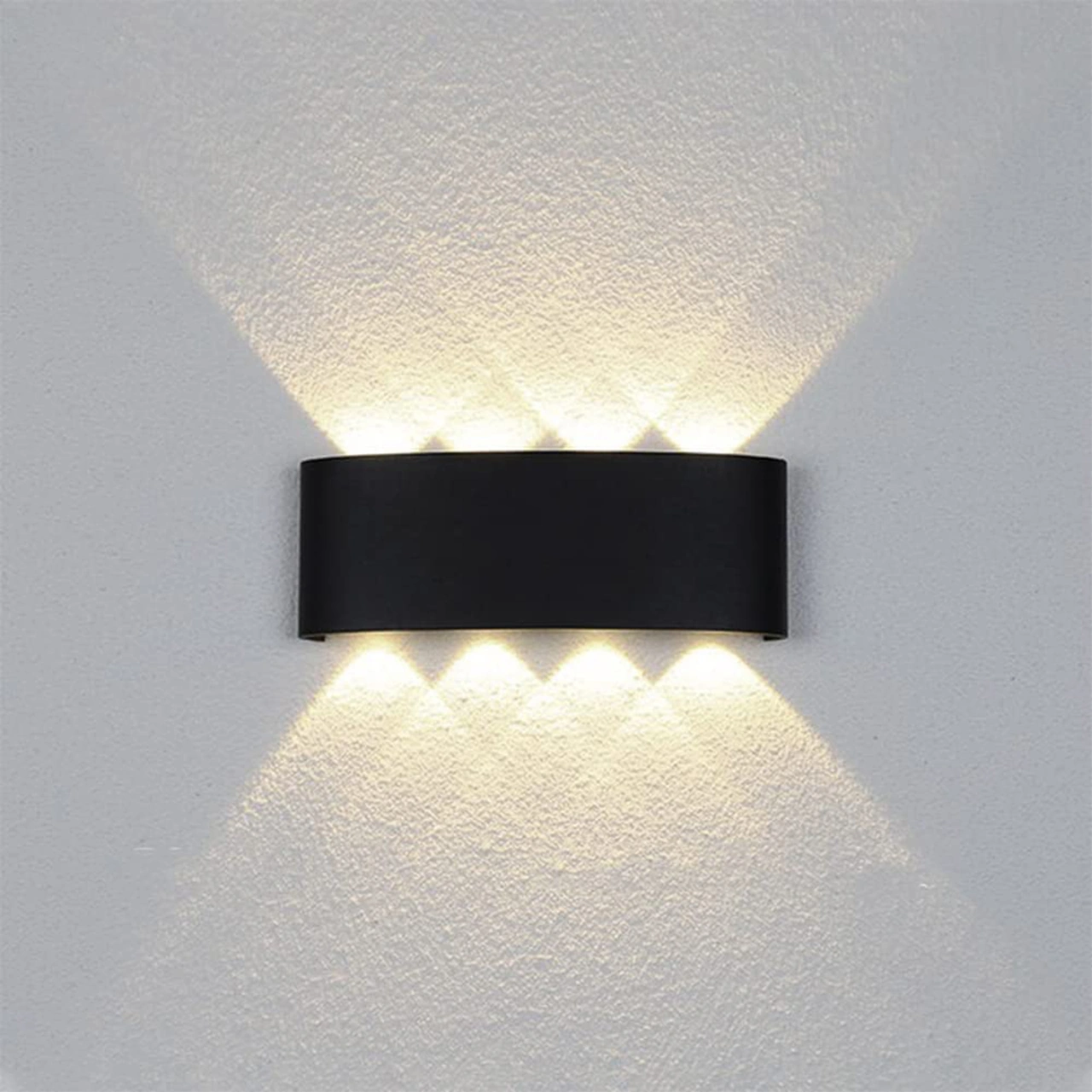 Hangfox Alüminyum Led Duvar Lambası, 8 Işık Demeti, 4000k, Ip65 Su Geçirmez, Modern Yüksek-aşağı Tasarım, Oturma Odası/bedroom/ Koridor Aydınlatma, Siyah Siyah