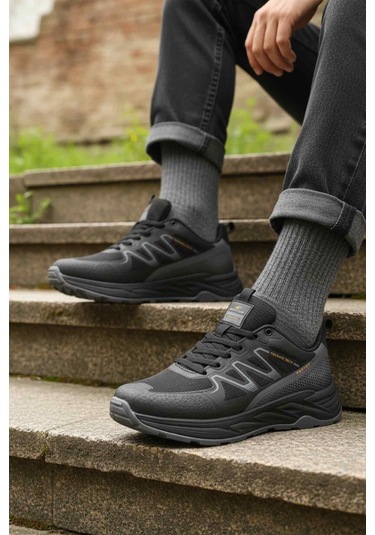 Siyah Bağcıklı Erkek Spor Ayakkabı Bst-2002 M Siyah-siyah