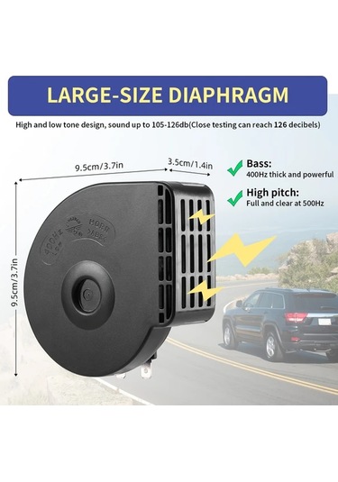 Fochsia 2 Adet 120db Kara Taşıtları Korna Seti Siyah Motosiklet Tekne Kamyon Çok Sesli