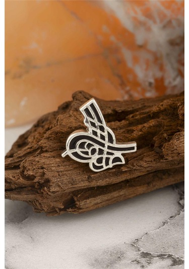 925 Ayar Gümüş Tuğralı Rozet -8062 Gümüş