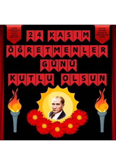 24 Kasım Öğretmenler Günü Pano Süsü Çiçekli