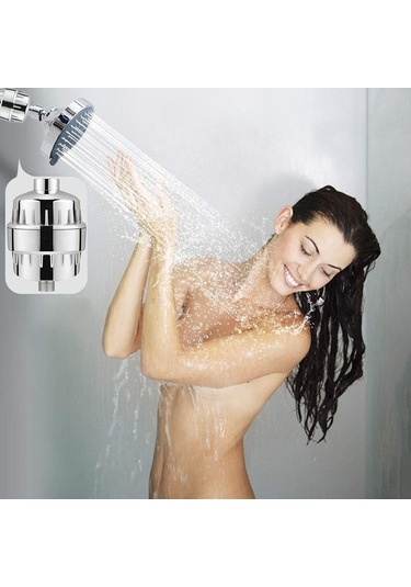 10 Aşamalı Banyo Su Filtresi Klor Ağır Metalleri Filtrelenmiş Duş Başlığı, 1 Filtre İle Kaldır Gümüş