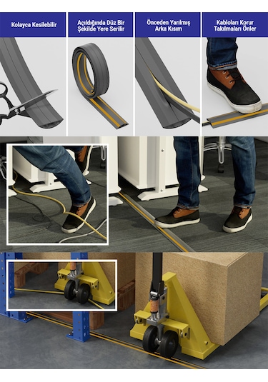 Greentech Esnek Kablo Kanalı Şeritli Gri / Gt-kk09