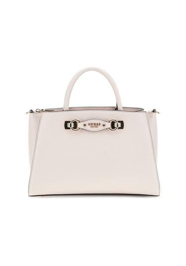 Kadın Metal Aksesuarlı Yapılandırılmış El Çantası - Krem Krem