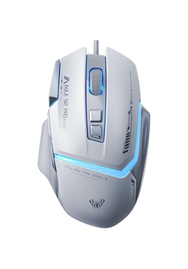 Aula S12 Pro 12800 Dpı 8 Tuşlu Makrolu Kablolu Optik Gaming Oyuncu Mouse Beyaz Diğer