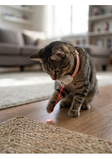Otomatik Lazerli Kedi Tasması - Şarjlı İnteraktif Kedi Oyuncağı