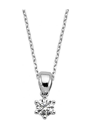 0.08ct Karat H-ı Vs Pırlanta Yuvarlak Tırnak Tektaş Kolye