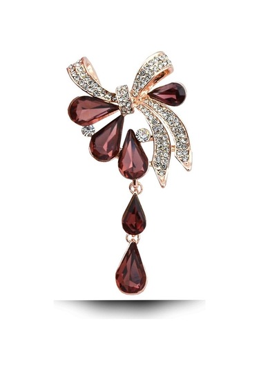 Sones Kadın Matkap Damla Kelebek Düğümlü Broş Mor