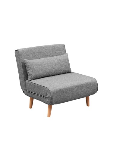 Folde 80 Tekli Yataklı Katlanır Koltuk Keten Açık Gri Açık Gri