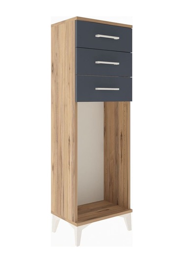 Arges Dolap 3 Çekmeceli 44x30x134 Çam-antrasit Çam