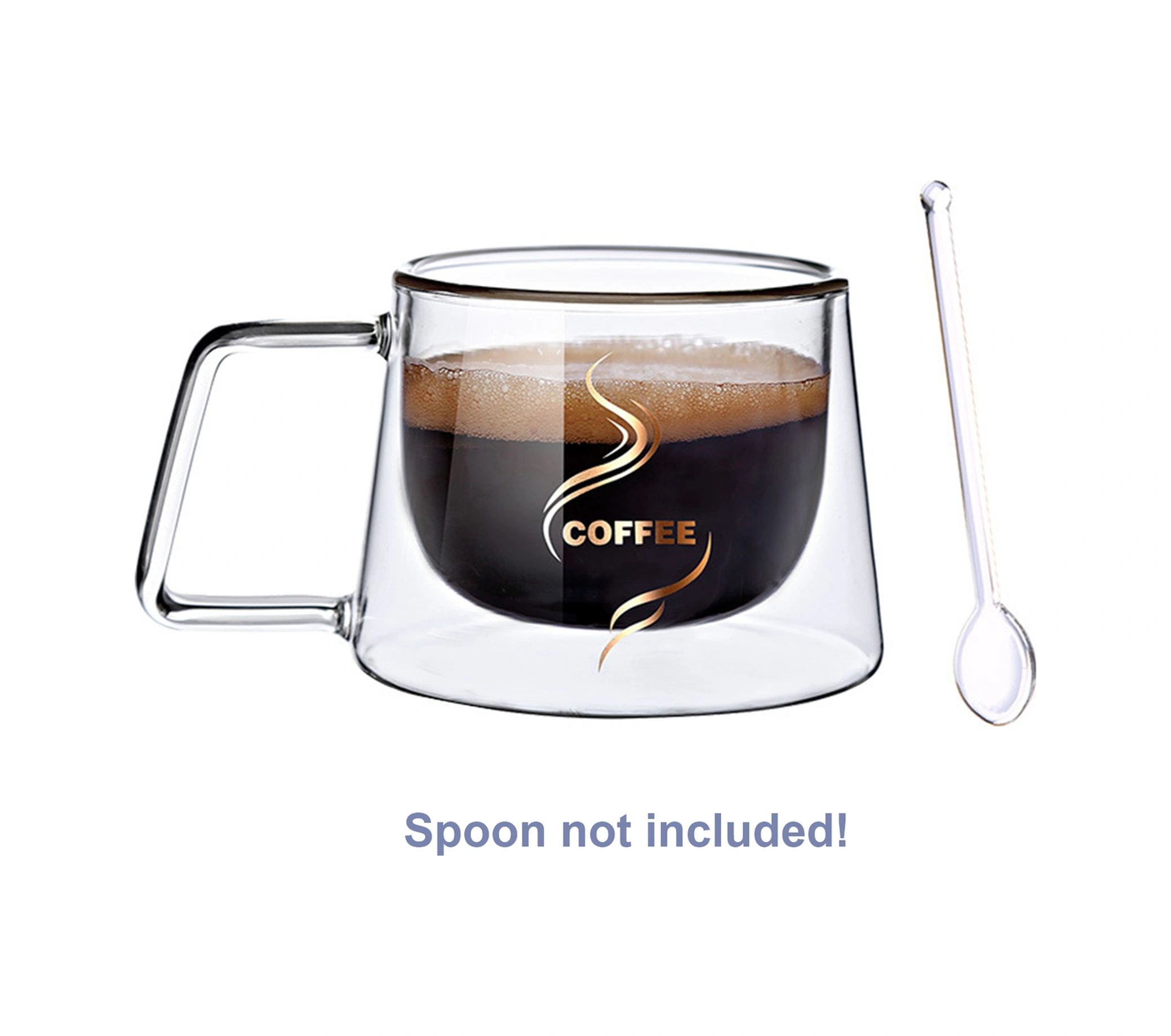 Youtek 2'li Isı Yalıtımlı Cam Kahve Fincanı, Korkuluklu, Isı Taşınımı Engelliyor, Mikrodalga Ve Bulaşık Makinesine Uygun, Borosilikat Cam Şeffaf