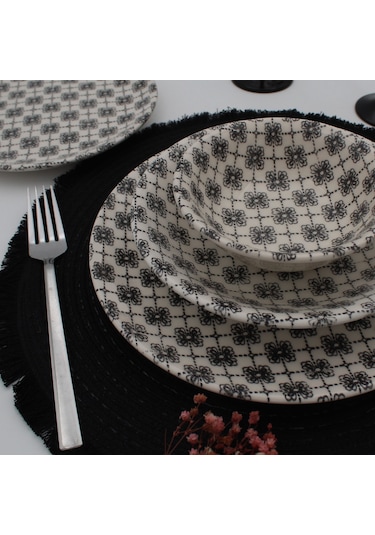 Point 24 Parça 6 Kişilik Yemek Takımı- Siyah
