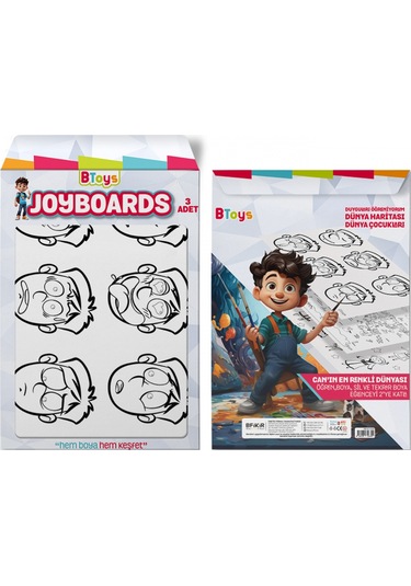 Btoys Joyboards Duyguları Öğreniyorum, Dünya Haritası, Dünya Çocukları 3 Adet