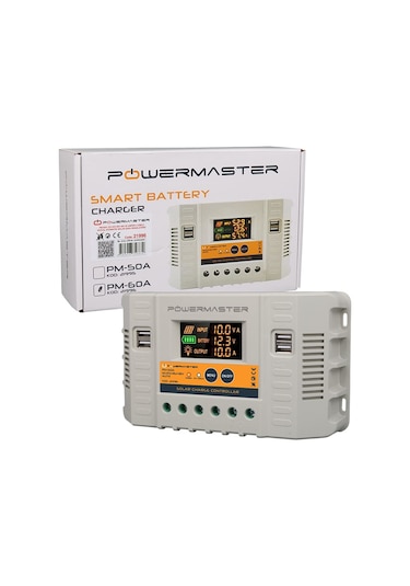 Powermaster Pm-60a 12v-24v-36v-48v 60 Amper 4 Usb Li Dijital Otomatik Solar Şarj Regülatörü