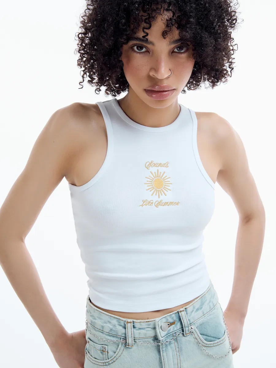 Tvoe Nakışlı Yazlık Atlet 432473419 Beyaz