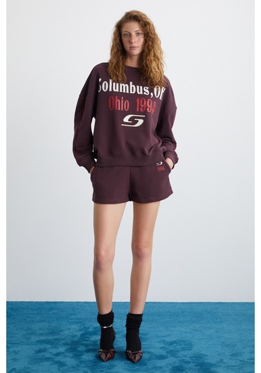 KEIRY 3 İplik Kadın Koyu Mor Sweatshirt