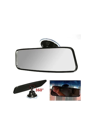 İç Dikiz Aynası İlave Vantuzlu Üniversal Geniş Görüş Oto Ayna 20x5,5cm Siyah