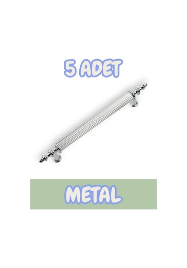 Tuana Rustik Alüminyum Metal Lüks Modern Mobilya Çekmece Mutfak Dolabı Kulpu Krom 128mm 5 Adet Krom