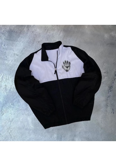 Vexor Unisex Uzun Kollu Paraşüt Kumaş Rüzgarlik - Siyah