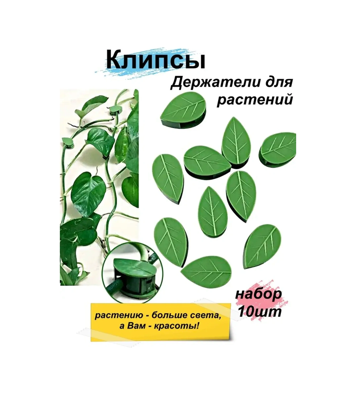 Greduha Bitki Destekleyici Duvara Montaj İçin 10'lu Klips Seti 155968241