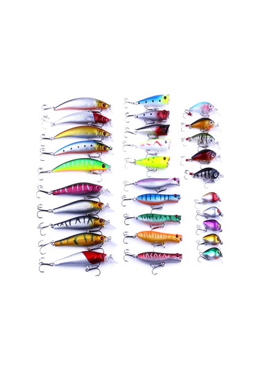 Hengjıa Heng Jıa-setl30 30 Adet Minnow Balıkçılık Cazibesi Seti 6 Modelleri Olta Takımı Plastik Sert Yem