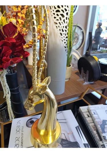 Deer Head Gold 13x15x55 Cm