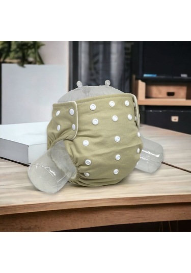 Baby Ybb Yıkanabilir Bebek Bezi Cepli Haki Renk Çıt Çıtlı 8kg-18kg Standart