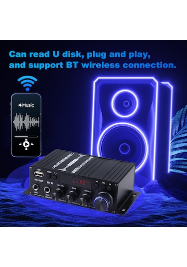 Jeemson Ak-390 Mini Bluetooth Güçlendirici Ev/araç İçin 40wx2, Usb/fm Radyo, Çift Mikrofon Girişi, Işıklı Dijital Ekran
