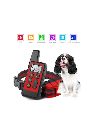 Geeksen Köpek Eğitimi Kemer: Titreşim/şok/ipucu Modları, 500m Uzaklık, 2 Kanal, 100 Seviye Ayar, Usb Şarjlı, Kırmızı