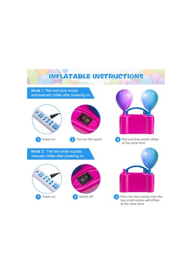 Wezone Taşınabilir Balon Şişirme Makinesi - 600w Çift Delikli Hızlı Şişirme