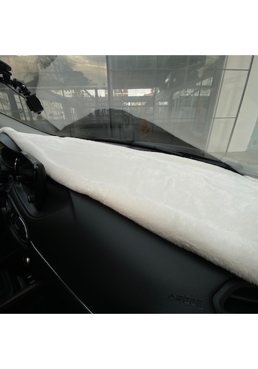 Yumuşak Tüylü Oto Torpido Bagaj Üstü Örtü Peluş Halı Beyaz 130x40cm