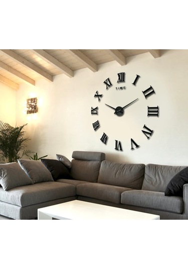 Dekoratif 3D Duvar Saati Roma Rakamlı Model (446720408)
