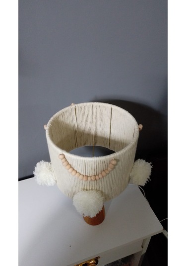 Ekru Makrome Avize Abajur Set Çocuk Odası Avize Bebek Odası Avize Abajur E27 Duy Ekru