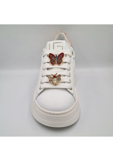 Greyder 59273 Beyaz Altın Hakiki Deri Kalın Taban Kadın Sneaker Beyaz