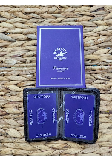Westpolo İsme Özel 1026 Hakiki Deri Unısex Kartlık Siyah