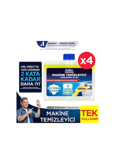 Finish Bulaşık Makine Temizleyici Sıvı Limon 4x250 Ml