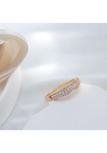 Kinel Doğal Zirkon Tam Kaplamalı Yüzükler Kadınlar Için Lüks Gül Altın Renk Güzel Takı 8 Rose Gold