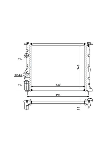 RADYATOR CLIO II LOGAN 04>KANGOO 01>MEGANE 96>1.4 1.61.5D 1.9 (KLIMASIZ+MEK) (430x377x23)  ORIS MRN933023 OEM -7700838134