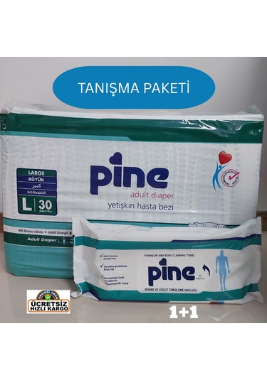 Pine Tanışma Paketi Belbantlı Hasta Bezi Large 30 Adet + Pine Perine Havlu 50 Yaprak L