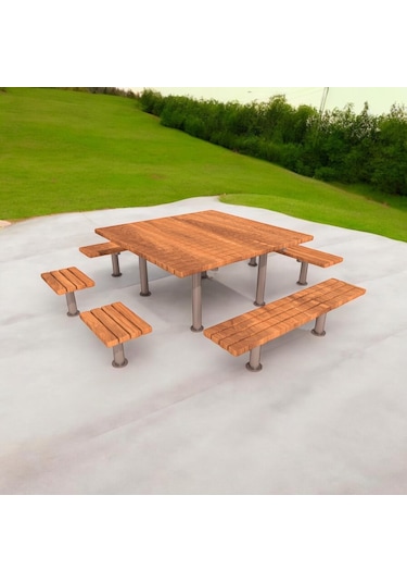 Piknik Masası Ahşap 180cm, 4 Tarafı Oturmalı-600