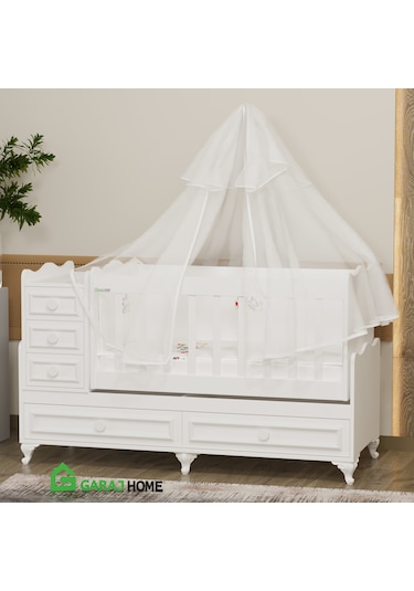Garaj Home Öykü 5 Çekmeceli 60x120 Country Beşik Kombin Beyaz