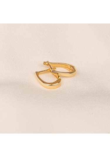 925 Ayar Gümüş Oval Halka Küpe Sarı