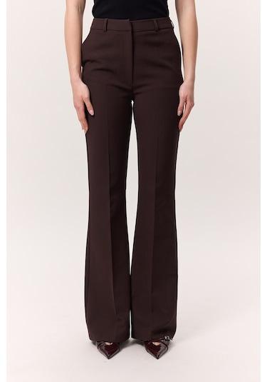 Premıum Flare Paça Fıt Pantolon Kahverengi Kahverengi