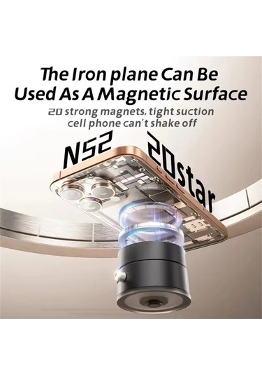 Mini Çift Taraflı Vakumlu Manyetik Araç Telefon Tutucu Çok Gri Siyah