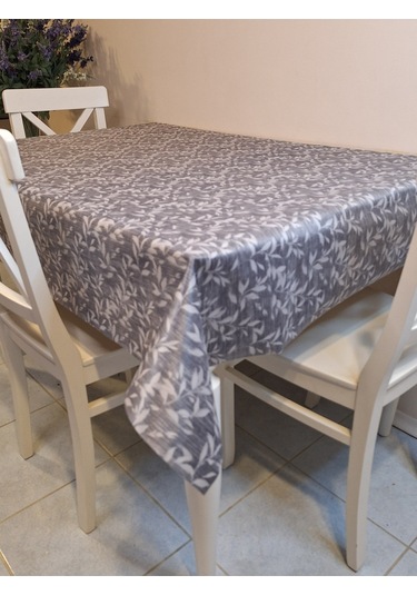 Kumaş Dokulu Tabanı Silikonlu Yıkanabilir Silinebilir Ütülenebilir Kaymaz Dekoratif Masa Örtüsü Brs021 Gri