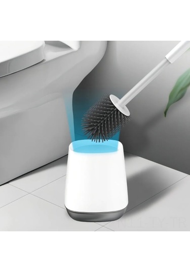 Teltree Beyaz Silikon Tuvalet Fırçası - Esnek Tpr Uçlu, Ergonomik Tasarım, Su Tutmayan Tutucu İle Banyo Temizliği Aracı Beyaz