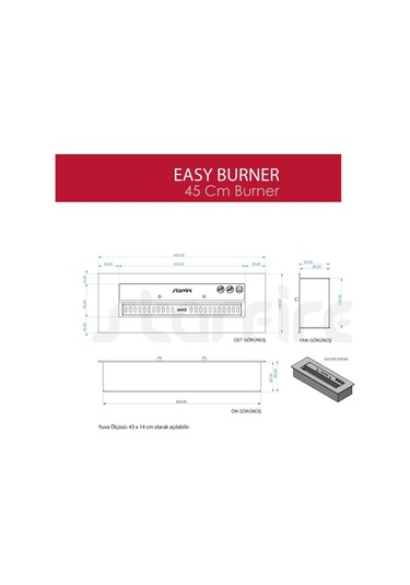 Copart 45 Cm Easy Burner Bacasız Şömine