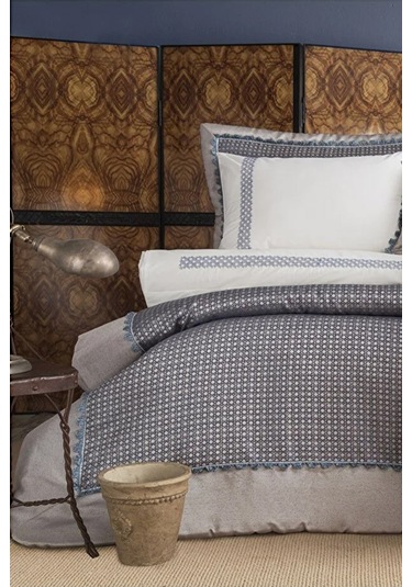 Apricitas Home Safran İndigo %100 Pamuk Nevresim Takımı, Battaniye Ve Yatak Örtüsü Seti