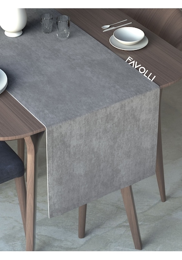 Gümüş Grisi Kadife Dokulu Runner Dream Series 40 X 140 Gümüş Grisi